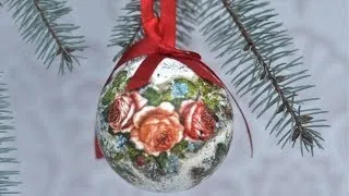 Decoupage christas baubles easy to make - tutorial  DIY