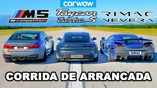 Rimac Nevera vs Porsche Taycan vs BMW M5: Corrida de arrancada