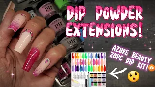 EASY DIP POWDER EXTENSIONS! | TRYING AZURE 20PC DIP POWDER KIT