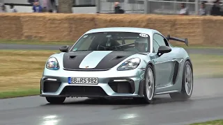 Porsche 718 Cayman GT4 RS - Full Throttle Exhaust Sounds @ Goodwood Festival of Speed