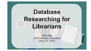 Database Researching for Librarians webinar