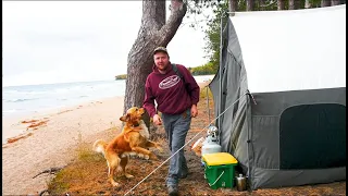 Remote TENT CAMPING and EXPLORING Lake Superior's Shoreline (Fall Colors)