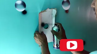 3DWater bubbles effect wall design tutorial #Putti wall 3d  water drops design #3d wall painting