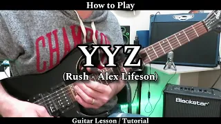 How to Play YYZ - Rush. Complete with Solo. Guitar Lesson / Tutorial.