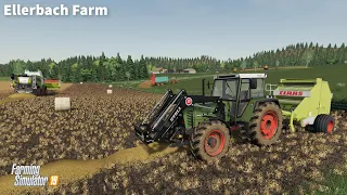 Spreading Manure, Wheat Harvesting & Baling Straw with Fendt equipment│Ellerbach│FS 19│Timelapse#03