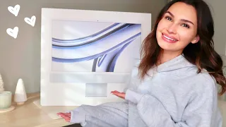 imac m3 unboxing & desk setup! 🖥️🤍