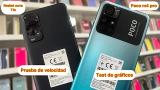 xiaomi redmi note 11s frente a Poco m4 pro [ test de potencia ] prueba de velocidad y gráficos