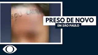 Ladrão que teve testa tatuada é preso de novo