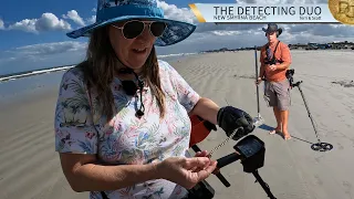 Finding Lots of Jewelry Metal Detecting New Smyrna Beach Florida | The Detecting Duo