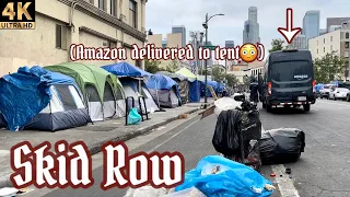 Skid Row Ride Through - Episode 11 (amazon delivers to tent) | Los Angeles, California [4K]