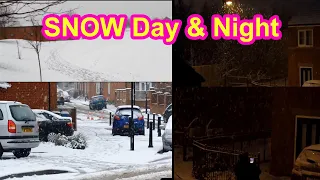 SNOW Day & Night View At Sheffield,UK ( ZOOMED Videos With Original Sounds )