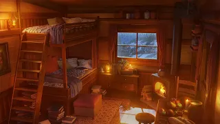 Winter Cabin Ambience | Relaxing Blizzard & Snowstorm with Fireplace Sounds Indoors