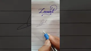 How to write #Zeenat# And Signature in English#shorts#By Abdullah Arif