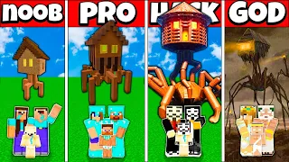 Minecraft Battle FAMILY HOUSE HEAD SCP BUILD HOUSE CHALLENGE NOOB vs PRO vs HACKER vs GOD Animation