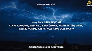 Megan Thee Stallion, Beyoncé   Savage Remix Clean   Lyrics  #Musicmines