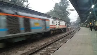 12049 JHS NZM Gatimaan Exp. With GHAZI WAP5 30020 In aggressive mode honks past RKM at a sedate pace