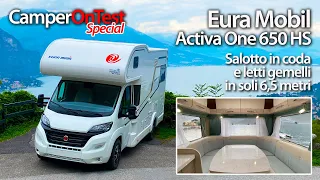Eura Mobil ActivaOne 650HS: 6,5 metri, grande salotto in coda, letti gemelli e doppio pavimento