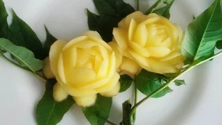 How To Make Potato Rose Garnish | Vegetable Carving | Украшения из овощей. Decoration Of Vegetables