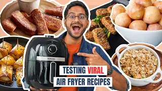 TESTING *VIRAL*AIR FRYER RECIPES😱EPIC RESULTS…FRENCH TOAST, PAPAD ROLL, DONUT, FETTA PHYLLO BITES