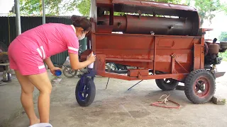 Genius Girl Repairs and Restores Complete Old Rice Threshing Machine - Mechanical girl/ Nho