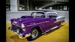 1955 Chevy Bel Air Custom Turbo V8 1/16 Scale Model Kit Review How To Assemble Paint Interior Wiring