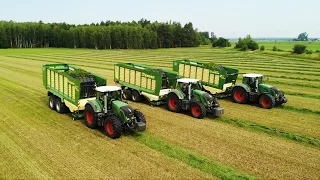 Zbiór traw na 3 przyczepy!  Usługi Agro-Konkret w akcji! 3xFendt&3xKrone