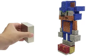 Monster Magnets Vs Sonic The Hedgehog in Minecraft | DIY How To Make Sonic With Magnetic Balls