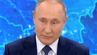 Сергей Шнуров и Владимир Путин на итоговой пресс-конференции 2020