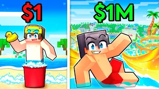 $1 vs $1,000,000 WATERPARK in Minecraft!