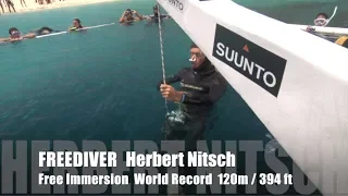 Freediver Herbert Nitsch - WR#32 2010 Free Immersion 394 ft (120 m)