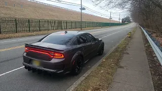 2022 Dodge Charger Scat Pack Hemi Orange Widebody, Stock Exhaust with Carven Tips, Start and Revs 4K