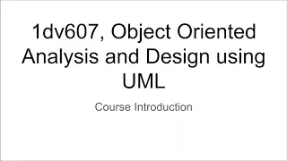 OOA/D 2020 Course Introduction