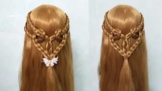 Heart hairstyle for medium long hair tutorial 💜 Rope Twisted Heart 🌷💖