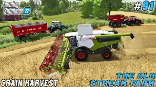 Grain harvesting with the CLAAS LEXION 5500 | The Old Stream Farm | Farming simulator 22 | ep #91