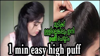 How To Tie a simple 1 MIN Perfect Puff in Malayalam | Hairstyles | For Thin Hair Puff Hairstyles