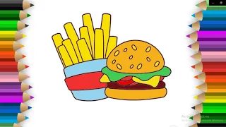 how to draw and color burger