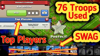 Ball Buster Haaland's Challenge 4 coc - 3 Star with 76 Troops ( Least Troops Used )- Clash of Clans