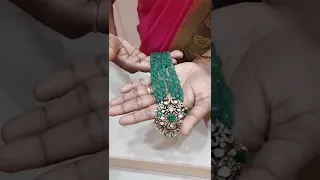 Beautiful Emerald Beads Haram with Victorian Pendant || Krishna Pearls