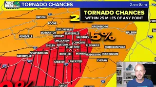 5pm ET SEVERE WEATHER UPDATE: Tornado risk increasing in the morning. #cltwx #ncwx #scwx