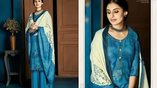 Pure pashmina collection/ Designer suits/ Embroidered suits with digital style print