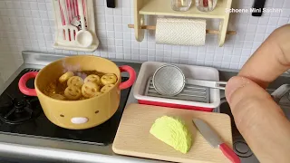 RE-MENT Mini Kitchen | Toy Miniatures | Mini Toy Food Cooking | Deep Fried Smiley Potatoes (ASMR)