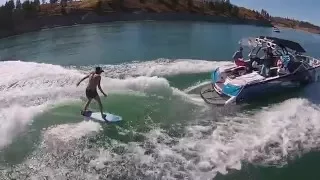 Wakesurfing on Lake Koocanusa