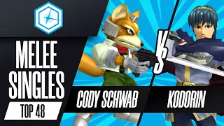 Cody Schwab (Fox) vs KoDoRiN (Marth) - Melee Singles Top 48 Winners Semis - Shine 2023