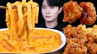 ENG SUB) ASMR SPICY TTEOKBOKKI & SAUSAGE & FRIED CHICKEN EATING SOUNDS MUKBANG 떡볶이 치킨 먹방ASMR MUKBANG