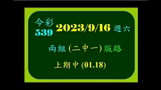 [今彩]   9月16  星期六   兩組(二中一)版路