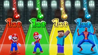 Mario Party 9 Minigames - Luigi Vs Mario Vs Spider Man Vs Steve (Master Difficulty)