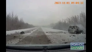 Авария в Усинске на дороге