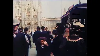 Piazza Duomo - Milano 1896 -  (speed corrected w/ added sound/ colorized)