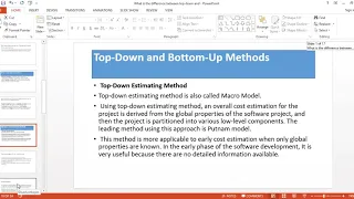 Estimating projects, top  down versus bottom up Estimating ,top down estimating