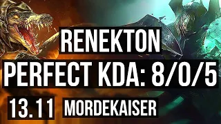 RENEKTON vs MORDEKAISER (TOP) | 8/0/5, 7 solo kills, Legendary | KR Master | 13.11